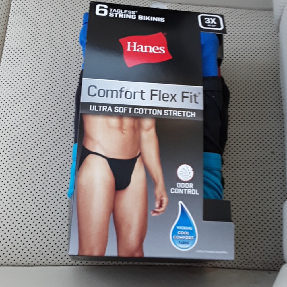 Men Tagless String Bikinis 3X - pkg of 6